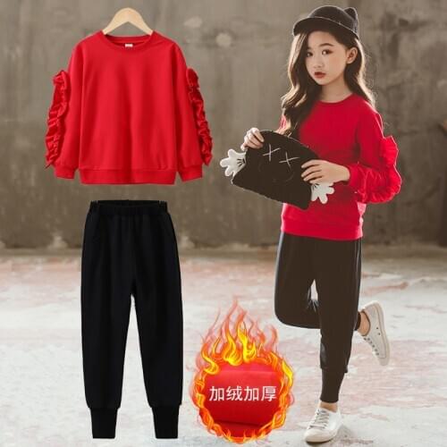 Autumn Winter Kids Clothes Girls Clothing Sets 2pcs Sweatshirts +pants Teenage Sport Clothes for Girls Christmas Outfits 4-14T