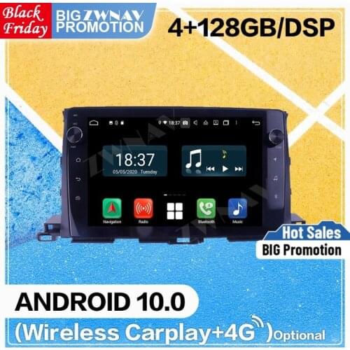 4+128G DSP Carplay Android 10 Screen Player For Toyota Highlander 2015 2016 2017 2018 GPS Navi Auto Radio Audio Stereo Head Unit