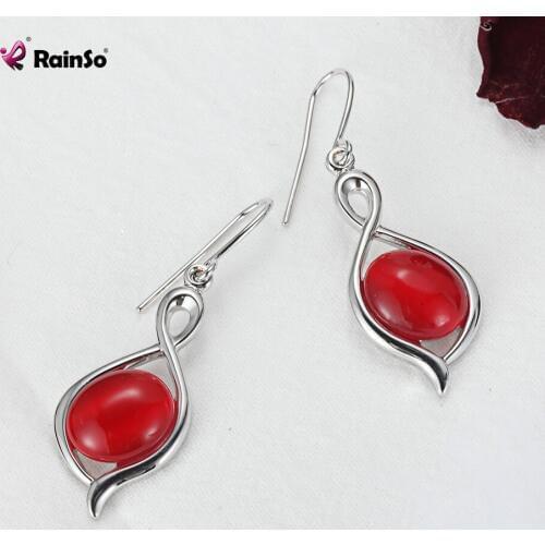 Rainso 2019 Fashion Opal Dangle Earrings Cats eye stone Eardrop for Lady Party Classic Water Drop Earrings for Women OCS-001-E