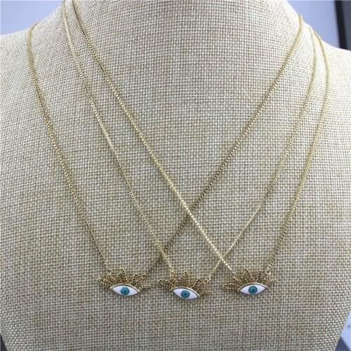 Adjustable 10str/lot New fashion cz necklace, delicate eye shape cz charm jewelry,cz connector necklace