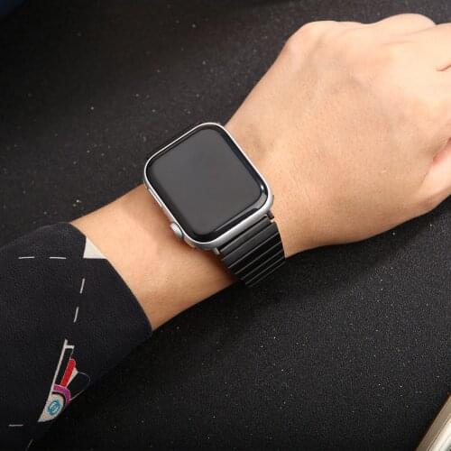 Black Bands for apple watch se 40mm 44mm strap slim stainless steel bracelet for iwatch 6 5 4 apple watch 3 38mm 42mm band