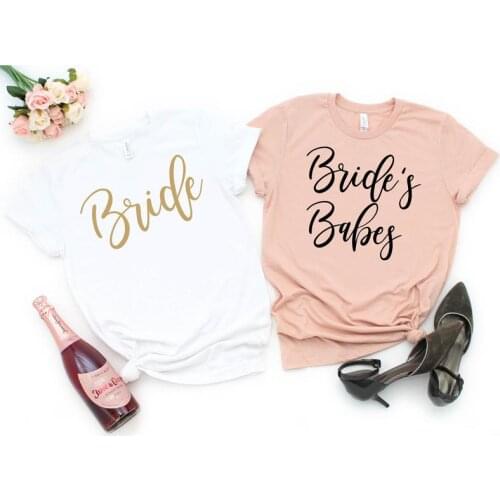 Brides Shower Babes Shirt Fashion Bachelorette Party kawaii Tshirt Aesthetic Female Cotton O Neck Casual Short Sleeve Top Tees