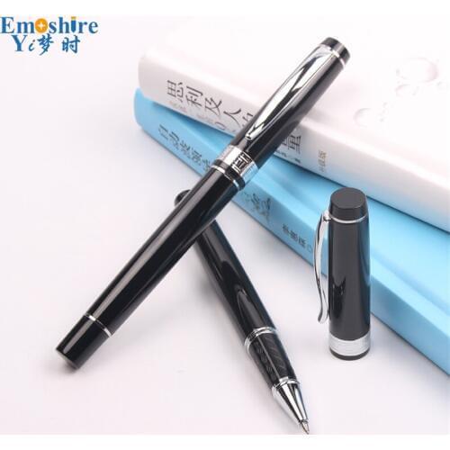 Top Brand Emoshire OEM Customized Logo Metal Clip Black Roller Ball Pen Luxury Ballpoint Pen Classic Style Office Pen Man P317-B