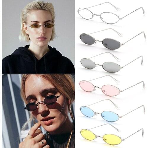 2021 Retro Metal Alloy Small Oval Sunglasses Vintage Shades Candy Color Transparent Sun Glasses for Men Women Cycling Eyeglasses