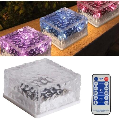 Solar RGB 4LED Ice Cube Brick Light Remote Garden Lawn Buried Lamp Auto On Off Rock Patio Courtyard Lighting Decors 3H 8H Timer