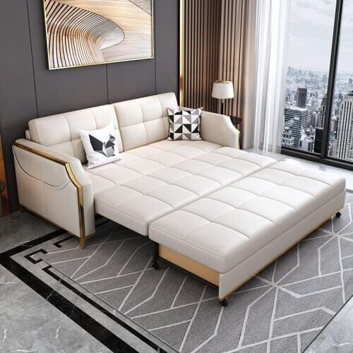 Chinafurniture modern multifunctional fabric foldable solid wood sofa bed living room
