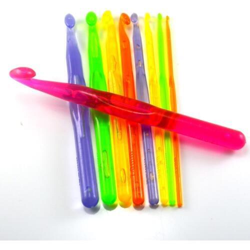 9 pcs/set Plastic Knitting Needles Thick Head Crochet Hooks Hand Sewing Hook Weaving Crafts Tools Home Knitting Accessories