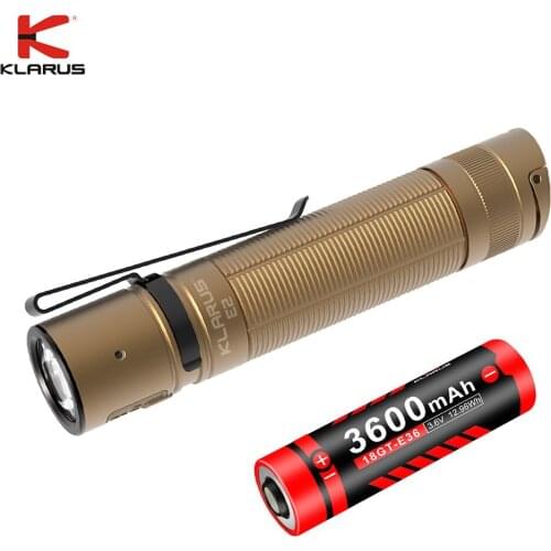 KLARUS E2 Tactical Flashlight CREE XHP35 HI 1600LM USB Rechargeable Lanterna with18650 Battery for Outdoor Lighting,Self Defense