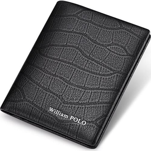 Williampolo Leather Mens Wallets Thin Male Wallet Card Holder Cowskin Soft Mini Purses Vintage Men Short Slim card bag