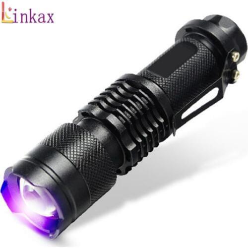 Q5 LED UV Flashlight Ultraviolet Torch With Zoom Function Mini UV Black Light Pet Urine Stains Detector Scorpion Hunting
