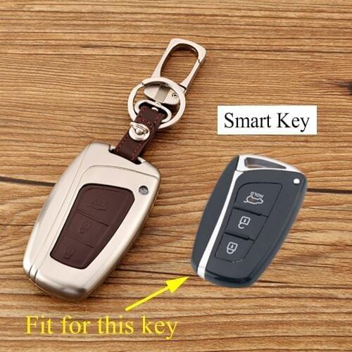 Smart 3 Buttons Style Alloy Key Bag Case Shell Holder Keyfob Box Cover Parts Fit For Hyundai Santa Fe 2013-2017 Accessories