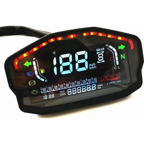 Universal Motorcycle Dashboard Modified Color Digital Speedometer adjustable Speed Water Temperature LCD Oil Gauge 2,4 Cylinder