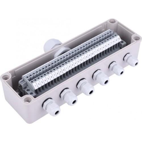 ABS Waterproof Cable Wire Connector Junction Box UK Type Electric Enclosure Terminal Box With Cable Glands 250 x 80 x 85mm