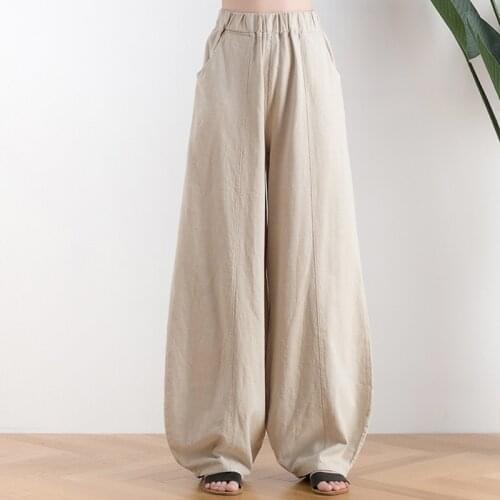 Summer Cozy Linen Pants Women High Waist Harem Pants 2020 Loose Plus Size Trousers For Women Casual Wide Leg Pantalon Femme