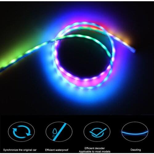 1.8M LED Car Foot Light Ambient Lamp With USB Wireless Remote Music Control Multiple Modes Automotive Interior Decorative Lights