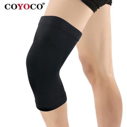 1 Pair High Elastic Sport Knee Pad Support COYOCO Pressure Reducing Ring Kneepads Summer Air Conditioning Room Thin Warm Black