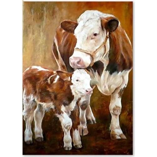 5D DIY Diamond Painting cow Animal Bull Full square round resin Diamond Embroidery Cross Stitch Rhinestone Cattle Picture decor