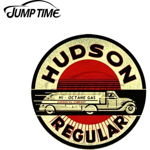 Jump Time 13 x 13cm For Hudson Gasoline Vintage Logo Car Sticker Windshield Trunk Decal Refrigerator Personality Vinyl Car Wrap