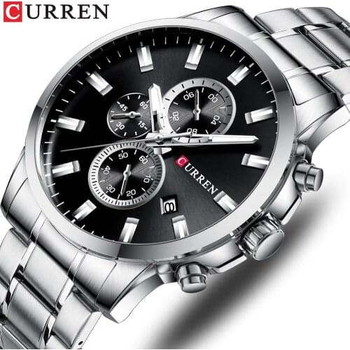 CURREN Top Watch Men Brand Quartz Luxury Fashion Mens Watches Steel Waterproof Sports Wrist Watch chronograph Relogio Masculino