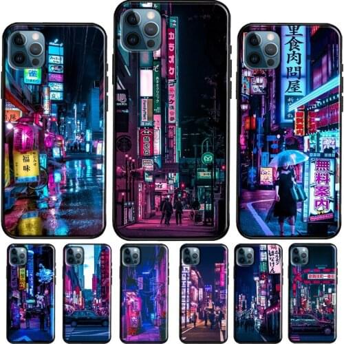 Neon Tokyo Alleys At Night Case For iPhone 11 Pro Max XS 6S 7 8 Plus SE 2020 X XR Case For iPhone 12 Pro Max mini