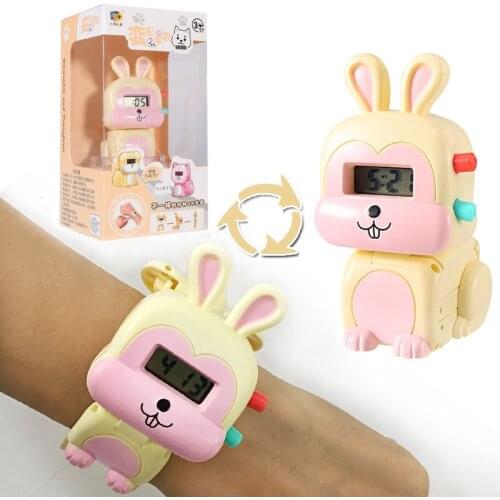 Children 3D Cartoon Chic Watch Robot Durable Watch Pet Transformable Pet Design LED Digital Wristwatch For Kids Boys And Girls