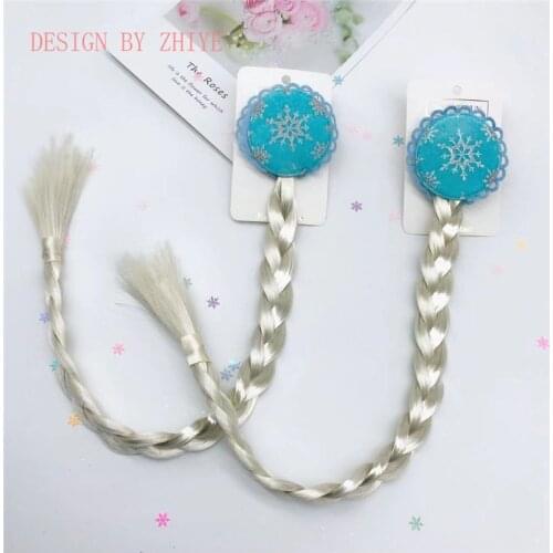 Frozen 2 Children Wig Braids Baby Girl Cosplay Toys Show Dress Up Accessory Princess Style Braids Hair Clip Photo Prop Headwear