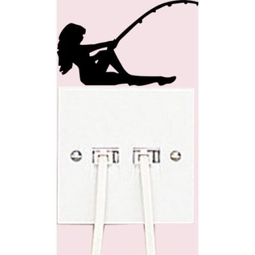 Girl Fish Fashion Bedroom Decor Vinyl Wall Sticker Light Switch Decal 6SS0349