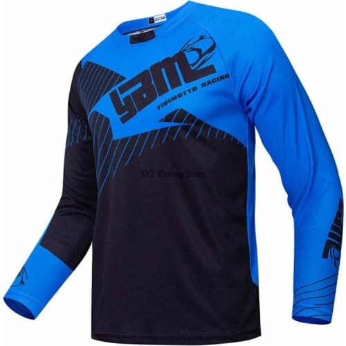 YBM Blue Moto Motocross Jersey Long Sleeve Racing Moto GP Clothes Quick Dry Bike Motobike Downhill MTB Shirt