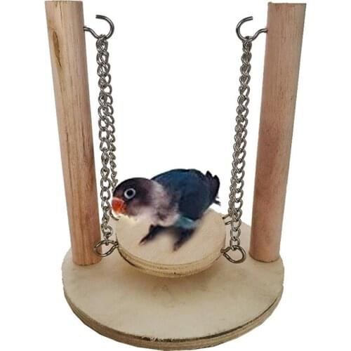 Bird Swing Toy Parrot Swing Toys Safe Natural Wooden Hamster Birds Perch Stand Hammock Training Toys