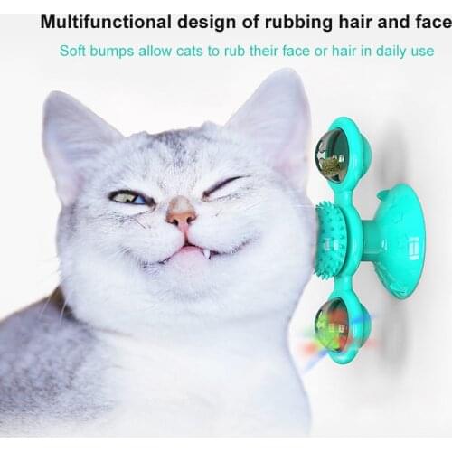 Cat Toy Interactive Cat Windmill Toy Funny Massage Rotatable LED Cat Toys With Catnip Ball Pet Products Teeth Cleaning Toy