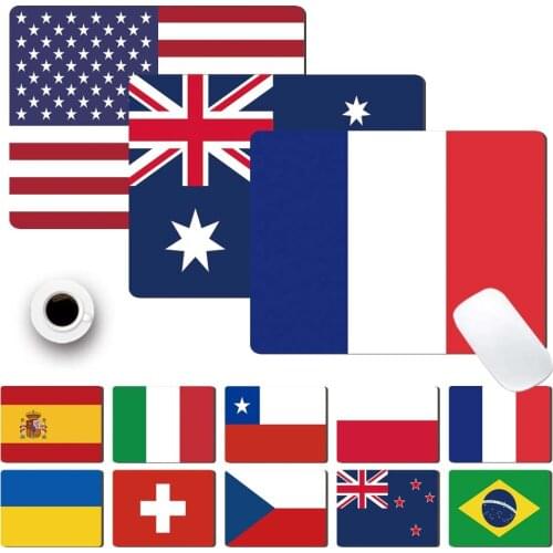 Easy To Clean Mouse Pad Anti-slip Waterproof PU Leather Mouse-pad Different Countries Flag Pattern Game Mouse Mat