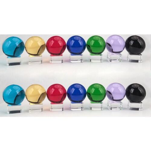 100mm Round Magic Artificial Crystal Glass Healing Ball Sphere Stone with Base Ideal Gift for Decoration&Ornament