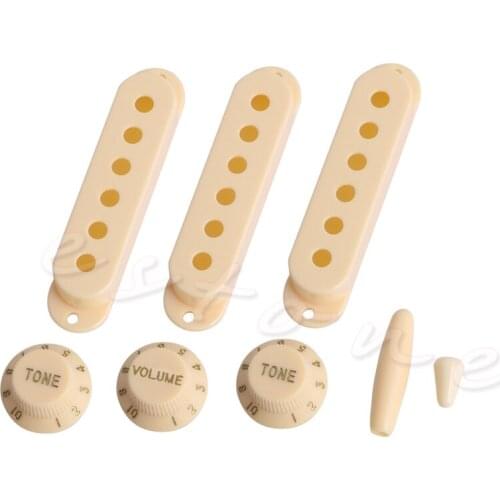8pcs SSS Pickup Cover Volume Tone Knob Switch Tip Set For Electric Guitar Cream