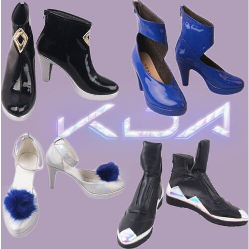 LOL S10 KDA All Out Kaisa Akali Ahri Evelynn Cosplay Boots Customized Leather Shoes for Unisex