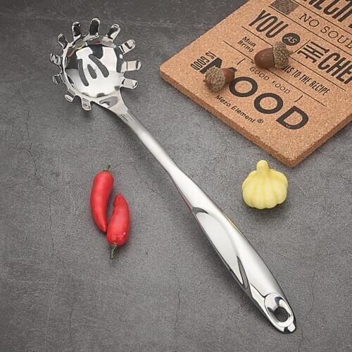 1Pcs Stainless Steel Kitchen Spoon Long Handle Noodle Spaghetti Server Fork Tool Kitchen Gadgets 2020
