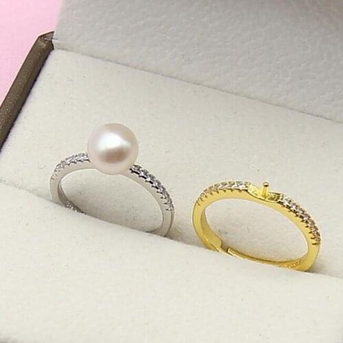 Fashion Pearl Ring Mountings, Ring Findings, Ring Jewelry Parts Fittings Charm Accessories Silver Jewellery