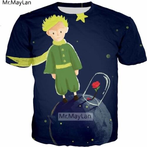 Le Petit Prince 3D Printing T shirt Men/Women Fashion O neck Tshirts Boys Hiphop Blue Tee Tshirt Mens Fashion Tops Clothing 5XL