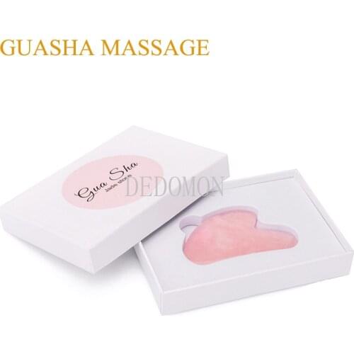 Guasha Massage For Face Rose Quartz Premium Body Natural Stone Neck Tools Beauty Care Set Box Facial Spoon Board Jade Gua Sha