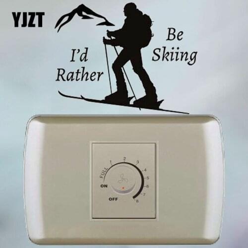 YJZT I'd Rather Be Skiing Man Skier Ski Extreme Sports Decor Home Wall Stickers Vinyl Light Switch Decals 8SS2302