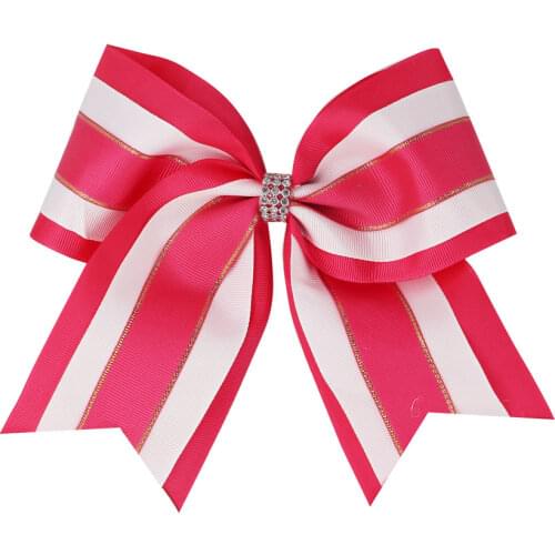 NEW Gold rim grosgrain ribbon 7inch Cheer Bow with elastic Girls Bows Cheerleading for girls Hair accessories 20pcs