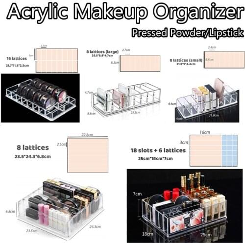 16+8 Lattices Acrylic Lipstick Organizer with Removeable Cell Makeup Rack Cosmetic Pressed Powder Storage Case Lip Gloss Holder