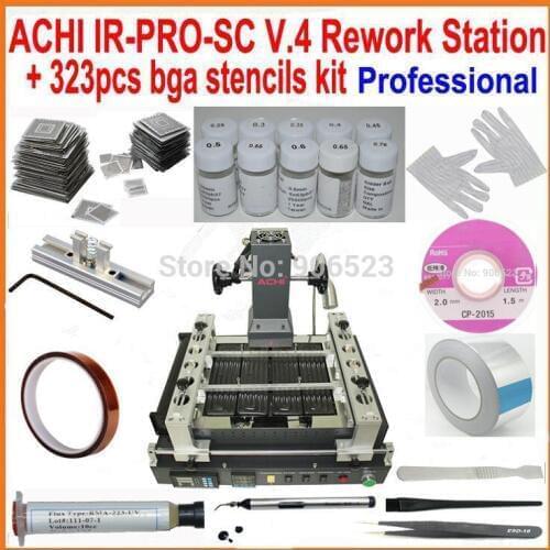 Original ACHI IR PRO V4 bga rework station +323pcs bga stencils solder flux reball station completely 20 in 1 bga reballing kit