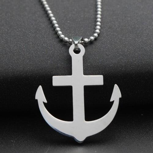Original New Mens Stainless Steel Anchor Necklaces Fashion Girls Beads Chain Pendant Necklaces Women Jewelry Party Gift
