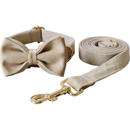 Bow Tie Pet Collar And Leash Set For Small Medium Large Dogs Adjustable Durable Puppy Collar Lead Outdoor Walking Set