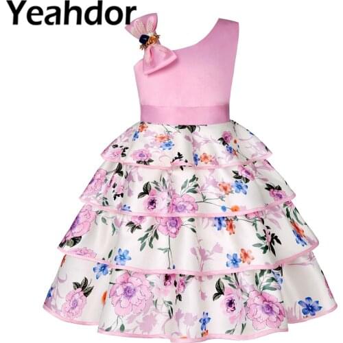 2021 Summer Girls Dresses Flower Girl Dress Holy Communion Formal Pageant Ruffles Tutu Dress Flower Girl Clothes filles robes