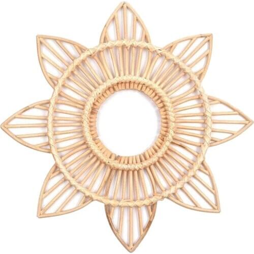 Quality Flower Rattan Frame Mirror Decor Photo Wall Frames Wood Art Deco Frame, Vintage Craft Picture Frame Hanging Wall Mirror