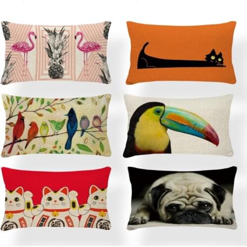 Animal Bird Cushion Cover Dachshund Dog Pillow Case Geometry Classic Couch For Sofa Pillow With Cover Flamingo 30X50Cm Polyester