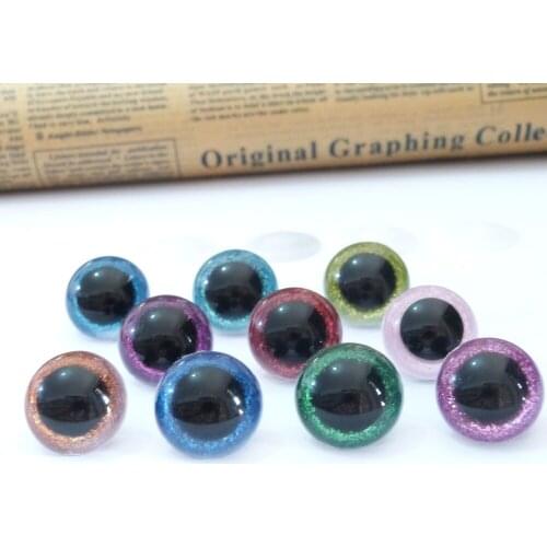14/15/16/18/20/22/24/26/28/30mm clear round shape glitter toy eyes&glitter fabric & hard washer--color&size option-20pcs