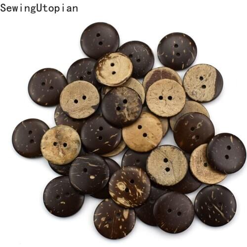 50pcs 2 Holes Wooden Button Coconut Button Cute 2 Hole on Clothes Buttons Accessories Hand Sewing 15mm/20mm