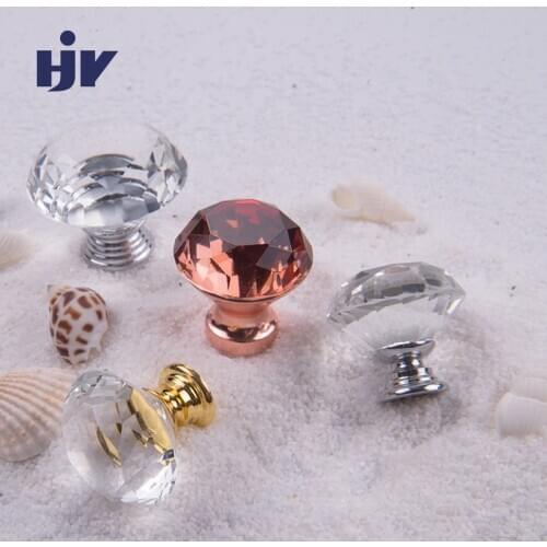 Glass Crystal Handles Rose gold handles Furniture Knobs Cupboard Drawer Pull Kitchen Cabinet Wardrobe Handles 20-40mm Diamond